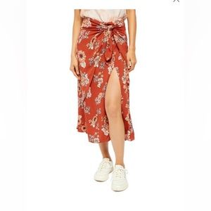 FREE PEOPLE Floral Wrap Slit Skirt size 6